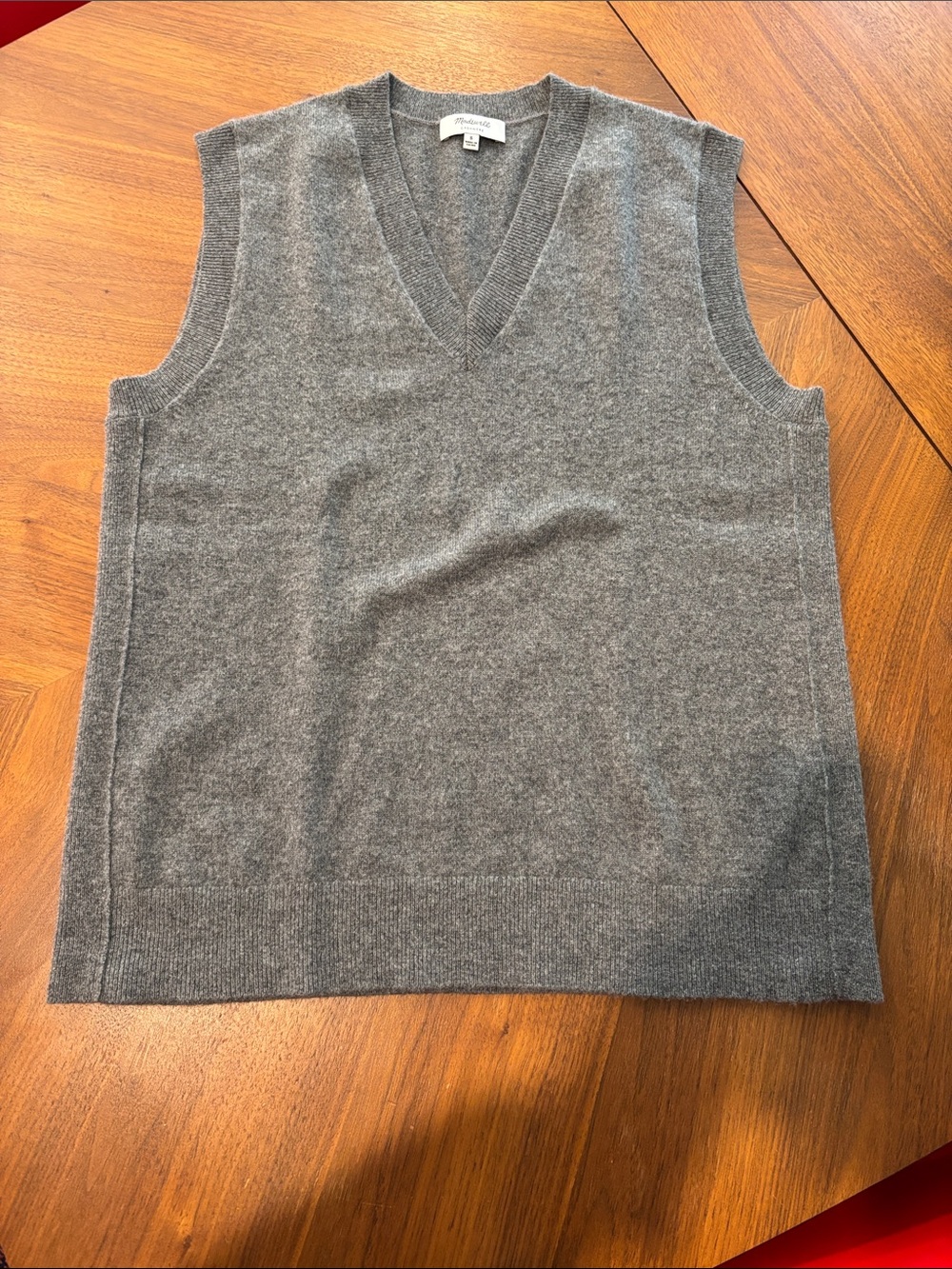 Madewell Charcoal Gray V-Neck Cashmere Sweater Vest